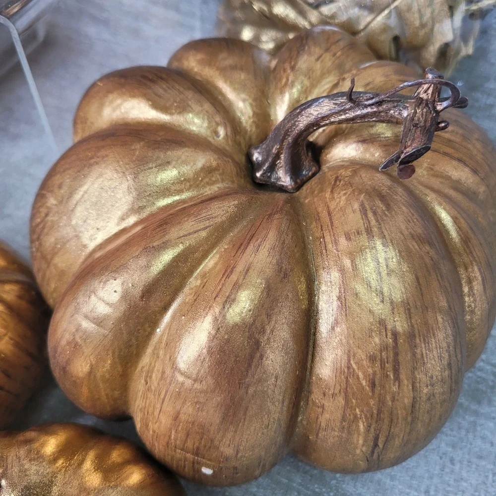 Ashland Gold Pumpkin Lot Robert Stanley Metallic Fall Decor Thanksgiving 11pc